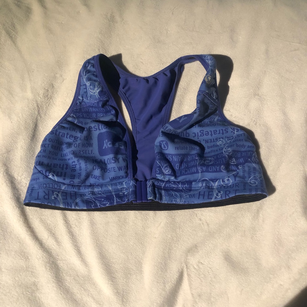 Guc Blue Writing Bra Clasp Front Size Xs 0/2